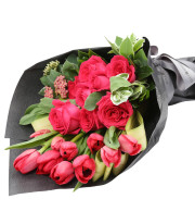 MGM Gift-Wrapped Roses & Tulips Bouquet