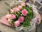 MGM Gift Wrapped Pink Rose bouquet