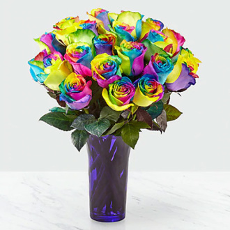 Rainbow Roses with Greens