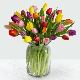 20 Assorted Tulips in a Vase