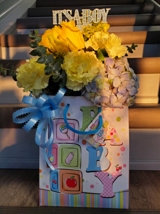 Baby Boy Hand tied Bouquet in a Bag