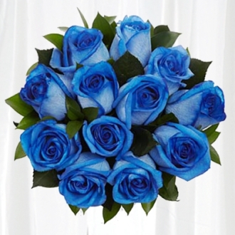 1 Dozen Long Stem Blue Roses In Gift Box