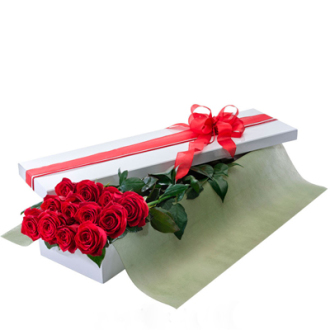 Long Stem Roses Boxed (Red, Pink, White, Purple or Yellow) 