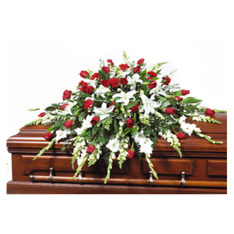 CARISMA FLORISTS® Traditional Red & White Casket Spray CFF-049