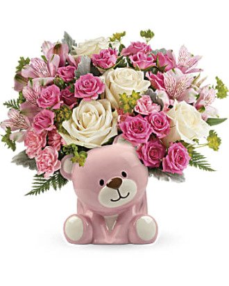 Teleflora\'s Precious Pink Bear Bouquet