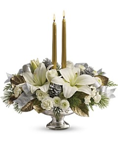 Teleflora's Silver And Gold Centerpiece