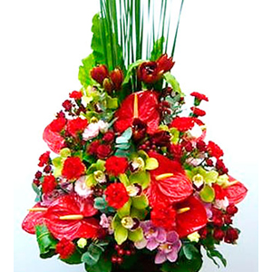 Arrangement of Cut Flowers Red Colored