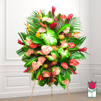 mele funeral Tropical wreath standing spray delivery in honolulu hawaii funeral florist flowers honolulu mortuary flower delivery