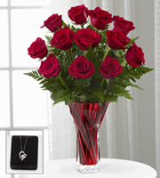 The FTD® Anniversary Rose Bouquet with Heart Pendant