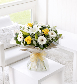 Yellow and White Hand-Tied