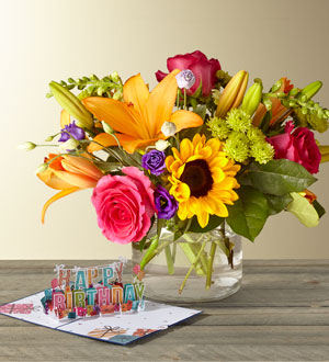 Bouquet Best Day et Carte d'anniversaire à déplier Lovepop®