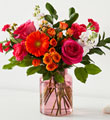 Bouquet Fiesta Dans un Vase Rosé