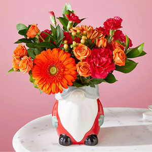 Fiesta Bouquet with Gnome Vase