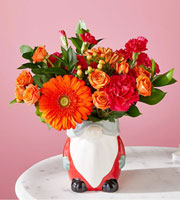 Fiesta Bouquet with Gnome Vase
