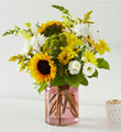 Bouquet Hello Sunshine Dans un Vase RoséBouquet Hello Sunshine Dans un Vase Rosé