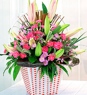 Pink & Purple Bouquet in Container