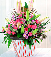 Pink & Purple Bouquet in Container