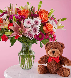 Here\'s Looking at You Bouquet & Bear Set