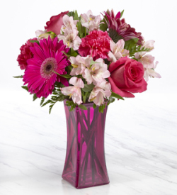 The FTD Raspberry Rush Bouquet- VASE INCLUDED