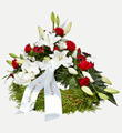 Classic Wreath with Decoration White and Red