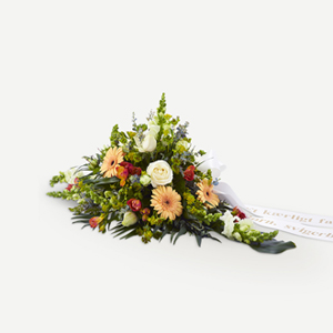 Golden Funeral Decoration With Ribbon