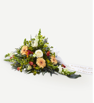 Golden Funeral Decoration With Ribbon