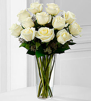  The White Rose Bouquet - Vase Included 