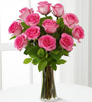 Pink Rose Bouquet with Vase