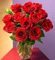 Una docena de rosa roja de tallo mediano con base