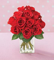 Bouquet de roses rouges avec vase GRATUIT