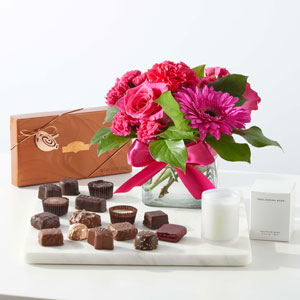 Everyday Love Bouquet with Chocolates and Candle