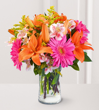 Bouquet Floraison brilliante avec vase