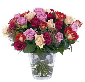 Bouquet de roses de couleurs variées