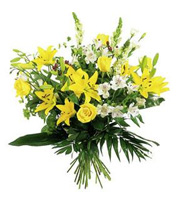 Bouquet Largo Deriva Flores de Color Amarillo y Blanco los Colores