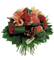 Round Bouquet in Red & Orange Colours