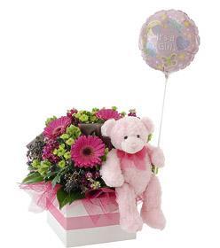 It's a Girl!    Flowers, Bear & Balloon