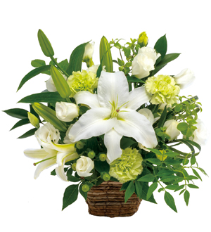 Funeral Arrangement in White and Green