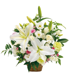 Sympathy Arrangement in White with Some Pastel Colors