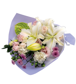 Sympathy Bouquet in White with Some Pastel Colors