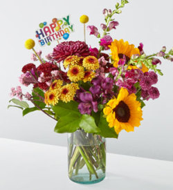 Pop of Whimsy Bouquet & Happy Birthday Topper