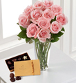 The FTD® Pink Rose & Godiva Bouquet