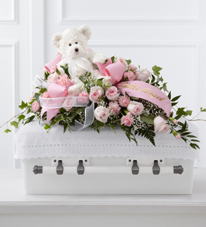Send pink flower casket sprays & other sympathy gifts for the funeral home with Sunnyslope Floral, your same day local & world wide delivery specialists