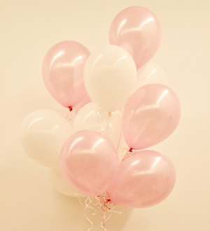 Dozen Latex Balloons Pink and White 