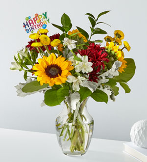 Prairie Sunrise Bouquet & Happy Birthday Topper