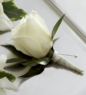 The FTD® White Rose Boutonniere