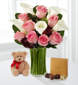 Fabled Beauty with Bear & Godiva - VASE INCLUDED